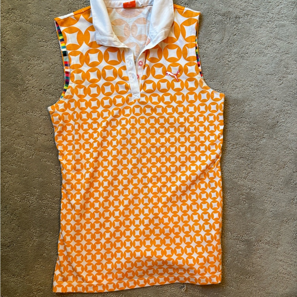 Puma Orange Geometric Tank Top